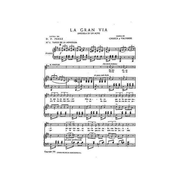 Federico Chueca and Joaquin Valverde: La Gran Via No. 3 Tango De La Menegilda
