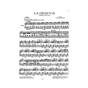 Chueca: La Gran Via (Zarzuela En Un Acto) Voice And Piano