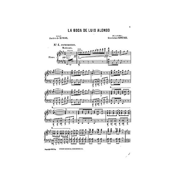 Gimenez: La Boda De Luis Alonso No.4 Intermedio for Piano