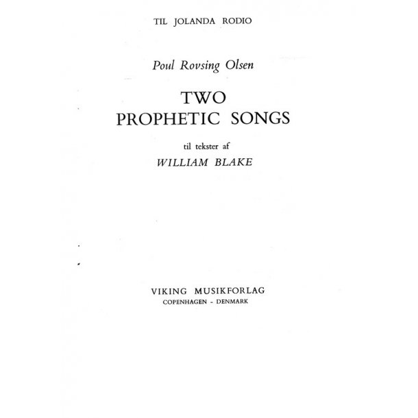Poul Rovsing Olsen Two Prophetic Songs Sop/Pf