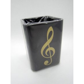 Gold Treble Clef Square Plastic Pen Holder
