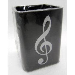 Silver Treble Clef Square Plastic Pen Holder
