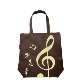 Treble Clef Tote Bag: Brown