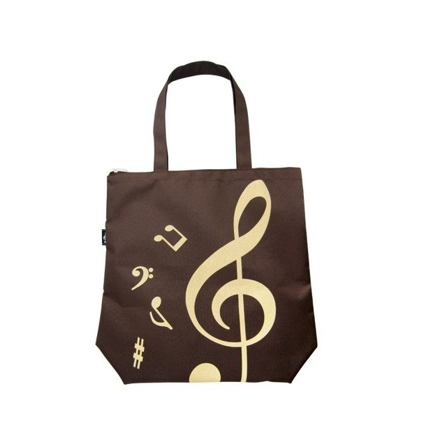 Treble Clef Tote Bag: Brown