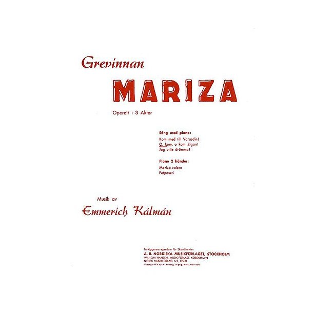 Emmerich Kalman: O, Kom, O Kom Zigan (Grevinde Mariza)