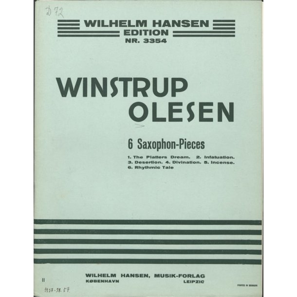 Ole Winstrup Olesen: 6 Saxophone-Pieces Vol. 1 (Tenor Saxophone)