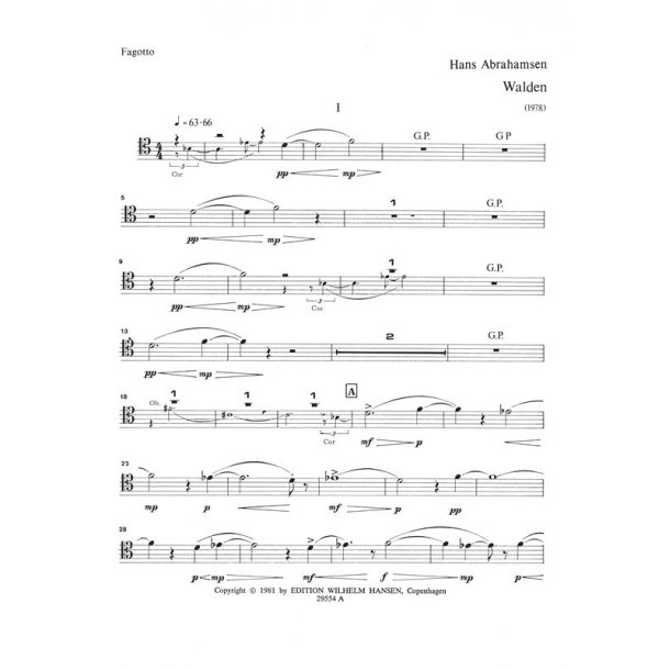Hans Abrahamsen: Walden - Wind Quintet No 2 (Parts)