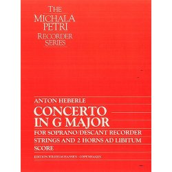 Anton Heberle (Michala Petri): Concerto In G Major For Recorder And Strings (Score)