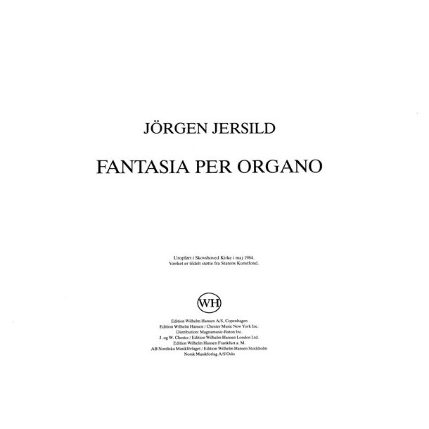 J&ouml;rgen Jersild: Fantasia Per Organo