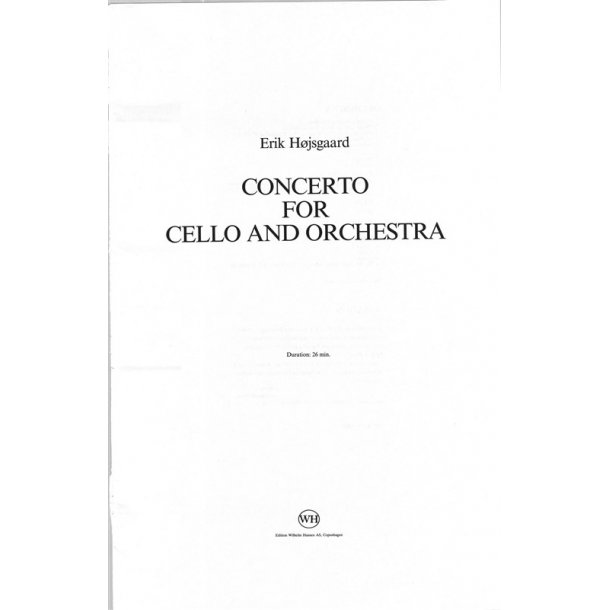 Hojsgaard Cello Concerto Cello And Orchestra Full Score