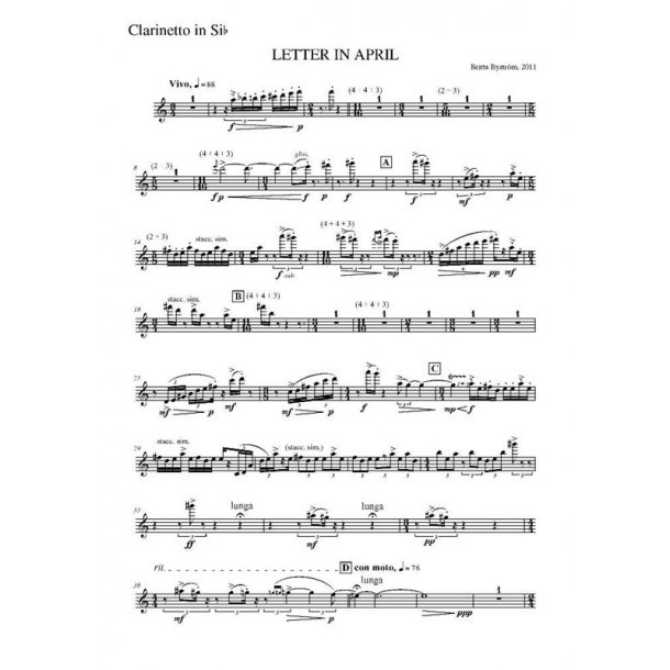 Britta Bystr&ouml;m: Letter In April (Parts)