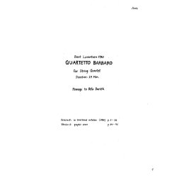 Bent Lorentzen: Quartetto Barbaro For String Quartet