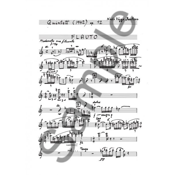 Niels Viggo Bentzon: Quintett Op.12 (Parts)