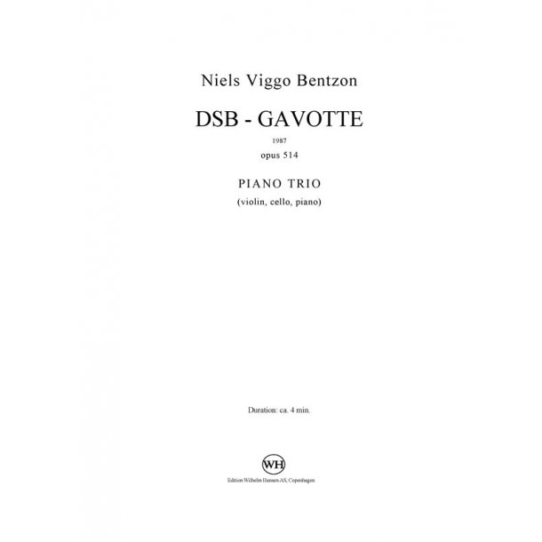 Niels Viggo Bentzon: DSB-Gavotte For Piano Trio Op. 514