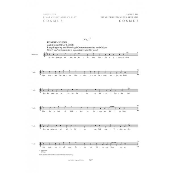 Carl Nielsen: Songs For Einar Christiansen's Play 'Cosmus' (Vocal Score)