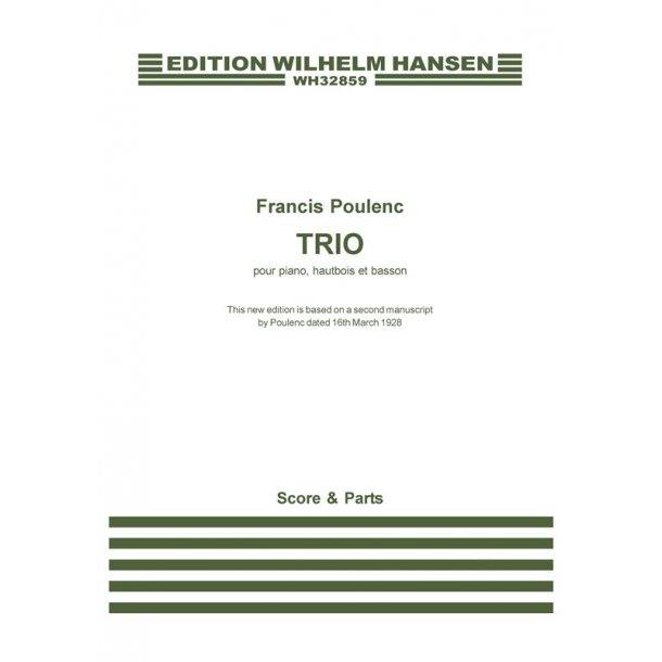 Francis Poulenc: Trio For Piano, Oboe And Bassoon - Revised Version (Score And Parts)