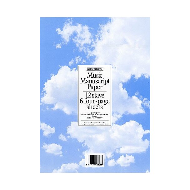 Woodstock: Music Manuscript Paper 12 Stave - 24 pages (A4)
