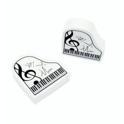 Viskelder i klaverform med teksten "All I Need Is Music": Hvid, 4,4 x 4 cm