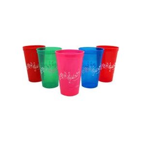 Plastic Cup - Music Design (Assorted Colours) - Individual