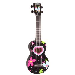 Mahalo Art Series Sopran Ukulele - Heart (Black) Med taske