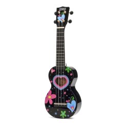 Mahalo Art Series Sopran Ukulele - Heart (Black) Med taske