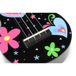 Mahalo Art Series Sopran Ukulele - Heart (Black) Med taske