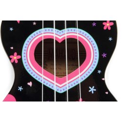Mahalo Art Series Sopran Ukulele - Heart (Black) Med taske