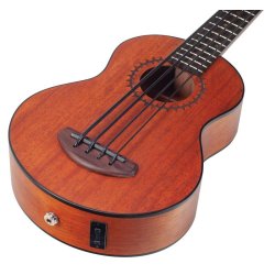 Mahalo Electric Ukulele Bass - Trans Brown With Padded Bag &amp; Shoulder Straps