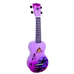 Mahalo Designer Series Sop Uke - Hawaii (Purple Burst) Med taske