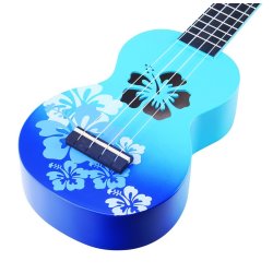 Mahalo Designer Series Sop Uke - Hibiscus (Blue Burst) With gig bag