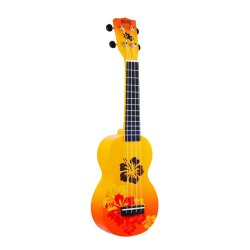 Mahalo Designer Series Sop Uke - Hibiscus (Orange Burst) Med gig bag