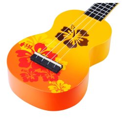 Mahalo Designer Series Sop Uke - Hibiscus (Orange Burst) Med gig bag