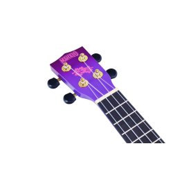 Mahalo Designer Series Sop Uke - Hibiscus (Purple Burst) Med taske