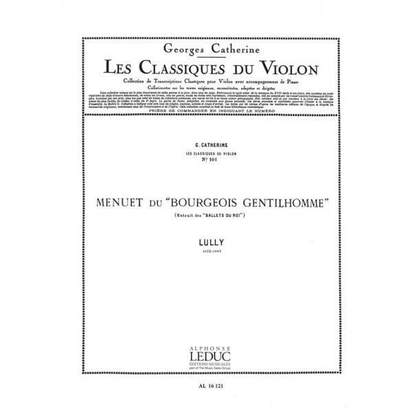 Jean Baptiste Lully: Menuet du Bourgeois (Classiques No.101) (Violin & Piano)