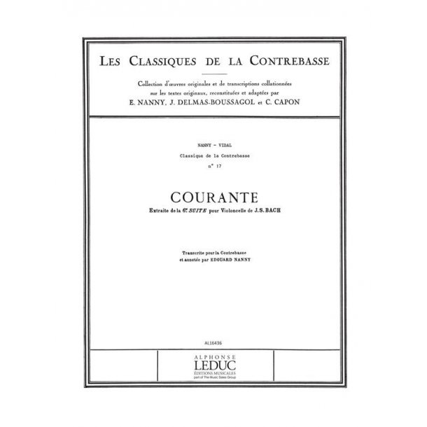 Bach Js Classique Contrebasse No 17 Suite No 6 Double Bass Book