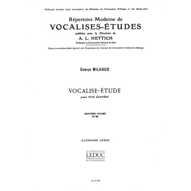 Darius Milhaud: Vocalise-Etude Op.105 (high) (Voice & Piano)