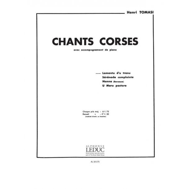 Henri Tomasi: Chants corses No.1: Lamento d'un Trenu (med) (Voice & Piano)