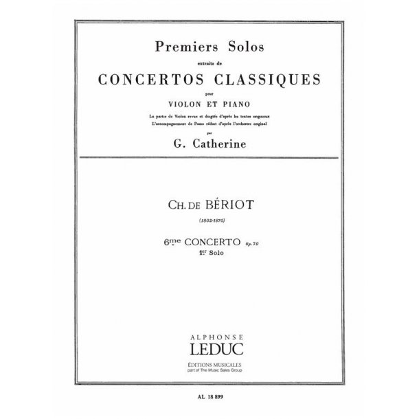 Beriot Premier Solo Extrait Concerto No 6 Op 70 Violin & Piano Book