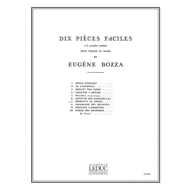 Eug&egrave;ne Bozza: Pi&egrave;ces faciles No.7: Serenata al Pincio (Violin & Piano)
