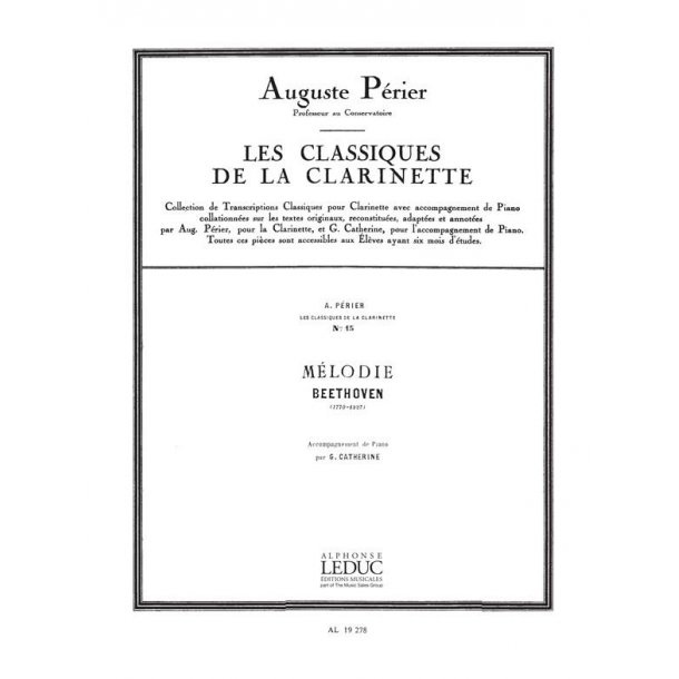 Ludwig van Beethoven: M&eacute;lodie (Classiques No.15) (Clarinet & Piano)