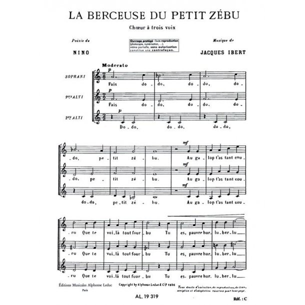 Jacques Ibert: La Berceuse du petit Z&eacute;bu (Choral-Female a cappella)