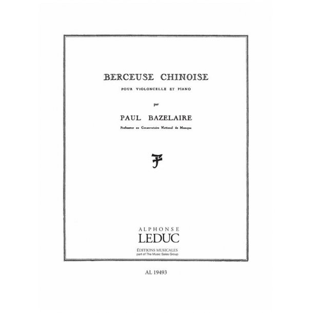Paul Bazelaire: Berceuse chinoise Op.115 (Cello & Piano)