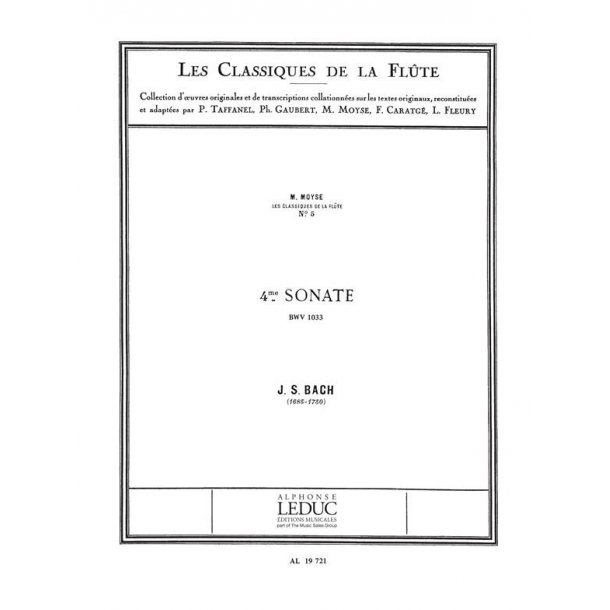 Johann Sebastian Bach: Sonata No.4, BWV1033 in C major (Classiques No.5) (Flute & Piano)