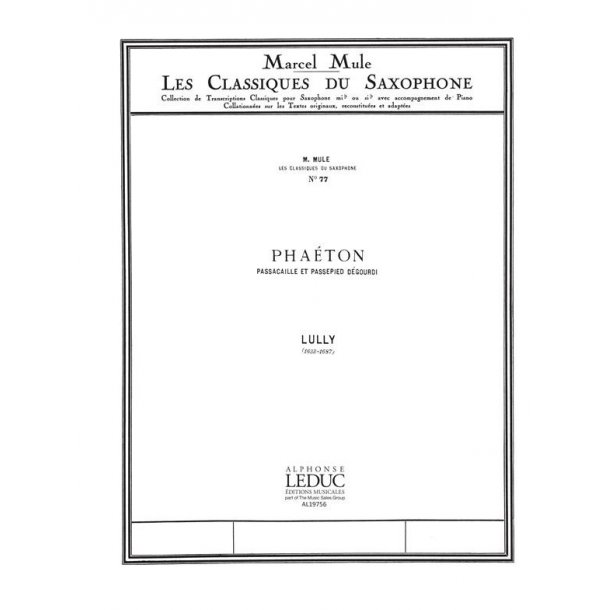 Jean Baptiste Lully: Passacaille et Passepied (Classiques No.77) (Saxophone-Tenor & Piano)