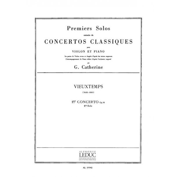 Vieuxtemps Premier Solo Extrait Concerto No 1 In E Violin & Piano Book