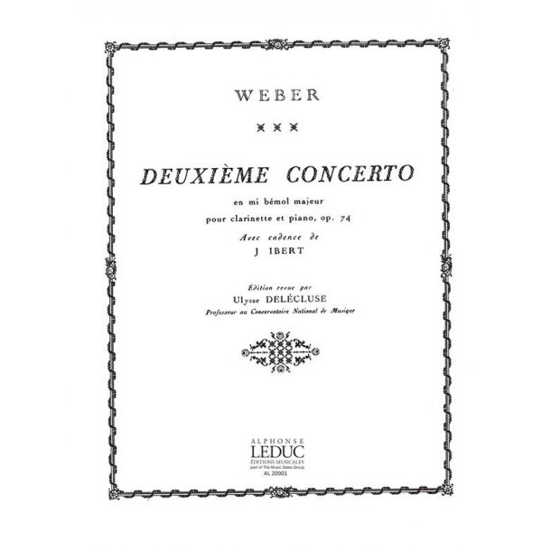 Weber Delecluse Concerto No.2 Eb Major Op.74 Clarinet & Piano Book