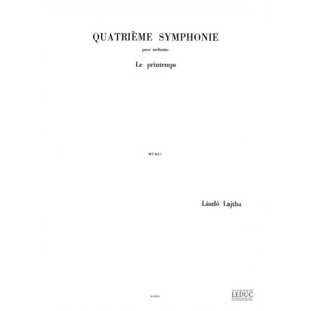 Lajtha Sinfonie No.4 Op.52 In 4 Orchestra Score