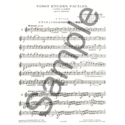 Ulysse Del&eacute;cluse: 20 Etudes faciles d'apr&egrave;s Samie (Clarinet solo)
