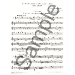 Ulysse Del&eacute;cluse: 20 Etudes faciles d'apr&egrave;s Samie (Clarinet solo)