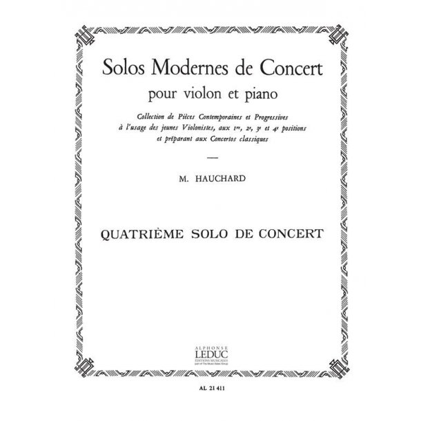 M. Hauchard: Solos modernes de Concert No.4 (1&egrave;re Position) (Violin & Piano)